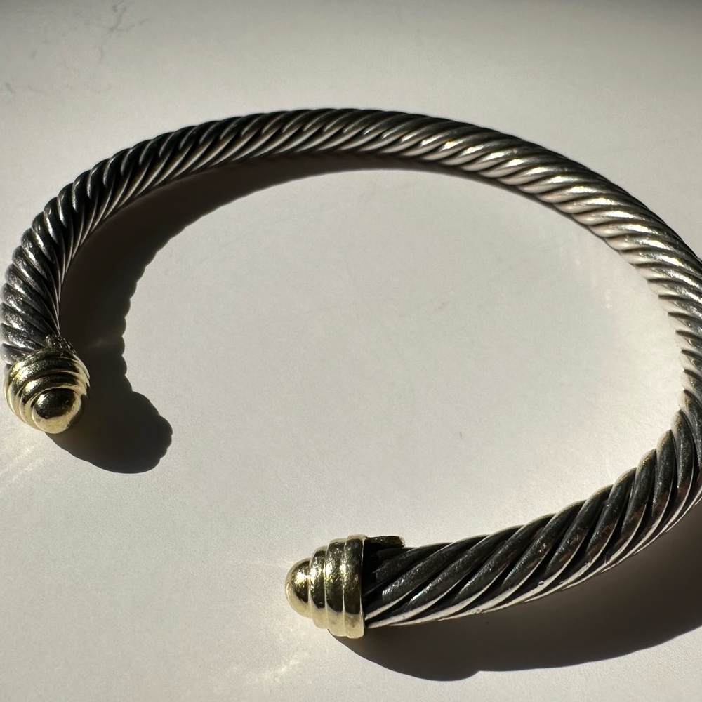 David Yurman Cable Classics Bracelet in Sterling Silver w/ 14K Yellow Gold Domes